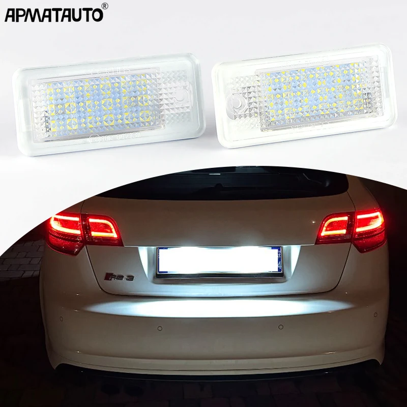 

2PCS Rear LED License Plate Light For Audi A3 S3 A4 S4 A6 C6 A8 S8 Q7 8E0807430A/8E0807430B/8E0943021B/8E0943 Car Accessories