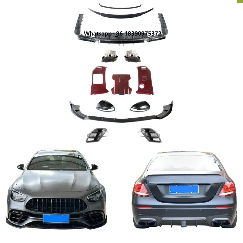 2020 Year+ E Class W213 E63 Carbon Front Lip Splitters Rear Diffuser Engine Hood Wing Spoilers Rocket Bodykit Upgrade Bumpers