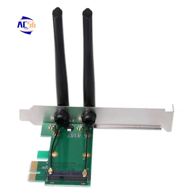 

AC56-For PC Wireless Card Wifi Mini PCI-E Express To PCI-E Adapter With 2 Antenna External