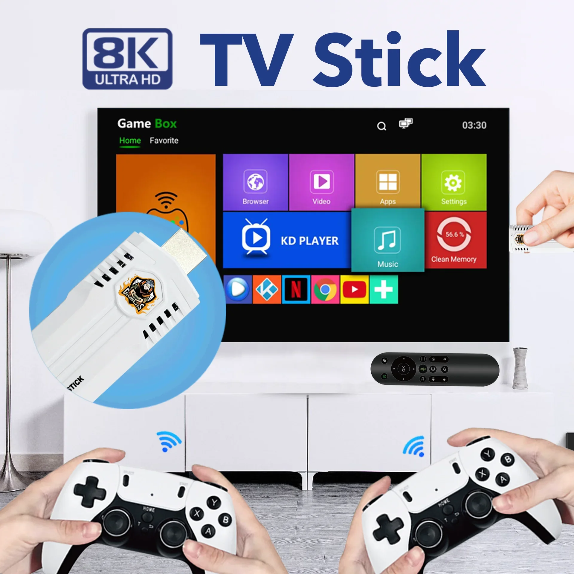 Mini console de jeux vidéo rétro K8 Pro, clé de jeu classique, double système, WiFi, Android 12.1, RL 3D, 40000 +, 2.4G, 8K HD TV, sans fil