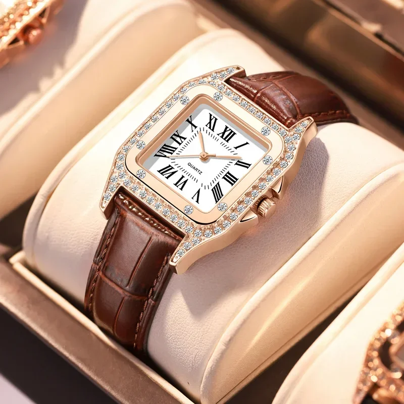 Watches for Women Rectangular Roman Scale Ladies Steel Strap Watch Fashion Trend Thin Strap Quartz Wristwatches Relogio Feminino