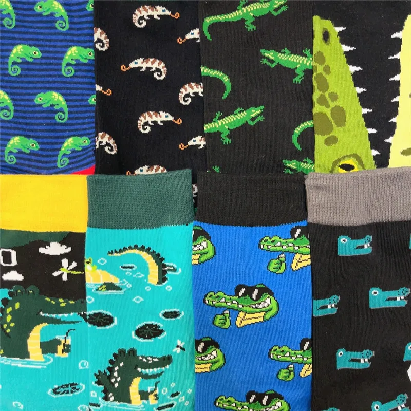 Adult Size Crew Funny Gecko Crocodile Socks Varanid Mane lion Lizard Komodo Dragon Pangolin Little Alligator Fashion Cool Sox