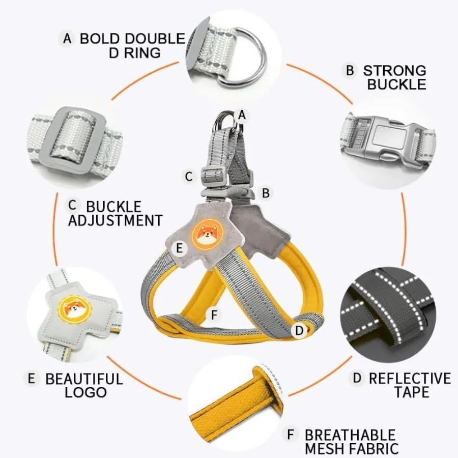 No Pull Dog Harness with Breathable Mesh Padding Reflective Strips Escape Proof Design Quick Adjust Fit for Training Walking Sm