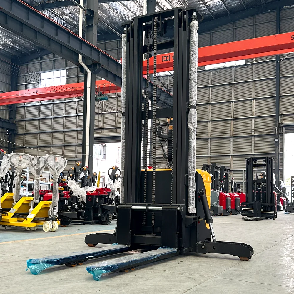Workshop Transport Pallet Stacker 1000kg 3m Full Electric Stacker Adjustable Mast Lithium Powered Cargo Unloading