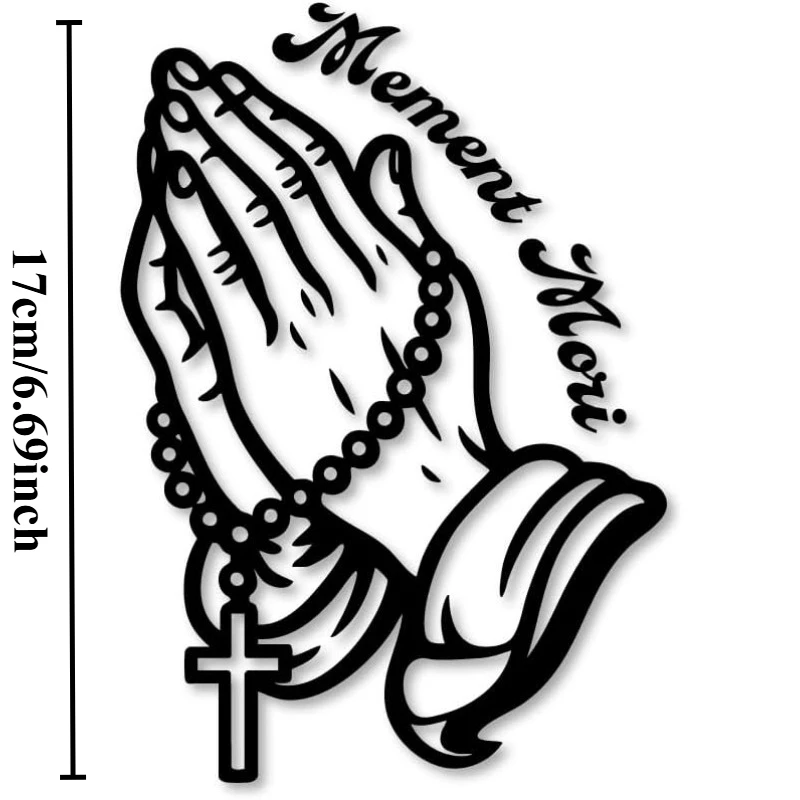 1pc Praying Hands Memento Mori Vinyl Sticker, Waterproof Offroad Car & Motorcycle Decal