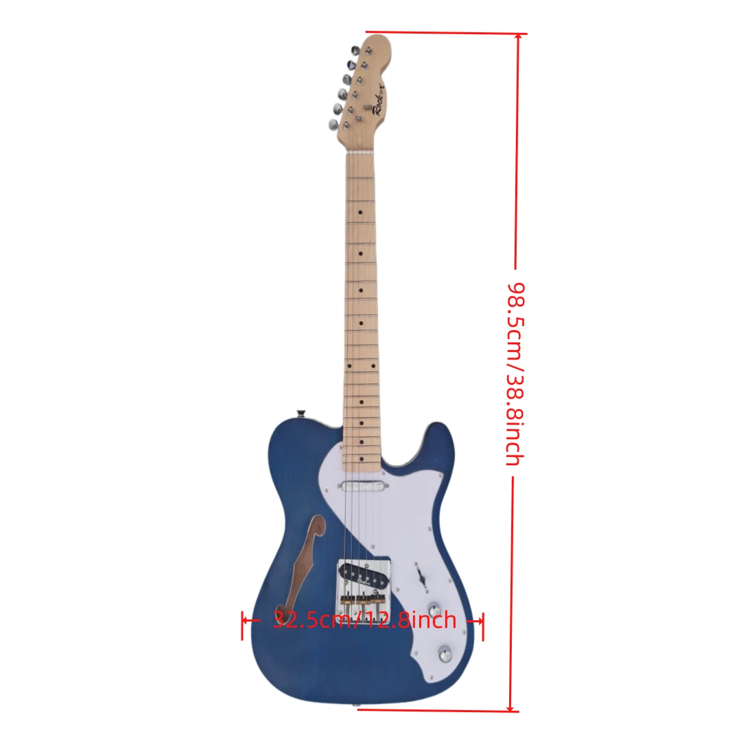 Transparent Blue Woodgrain Semi-Hollow Acoustic-Electric Guitar