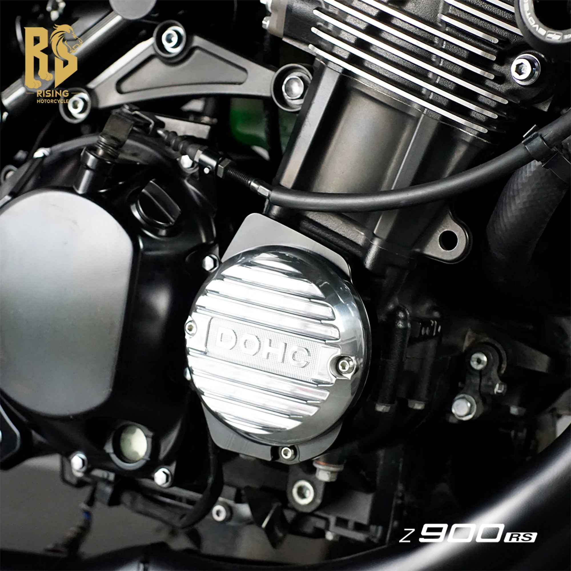 

RS Engine Pulse Side Cover Protector For Kawasaki Z900RS 2018-2024 DOHC Polished Aluminum Alloy Modified Motorcycle Accessory