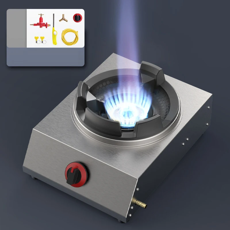 

Thickened Stainless Steel Gas Stove Shaped Single Stove Household Liquefied Petroleum Gas Stove Pulse Electronic Ignition Stove