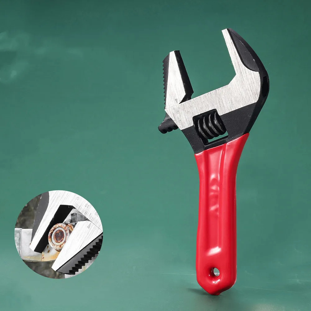 Bathroom Wrench Short Handle Wrench Non-slip Jaw Teeth Heat-treated Carbon Steel Short Sturdy Handle Hand Tool Set Red Black