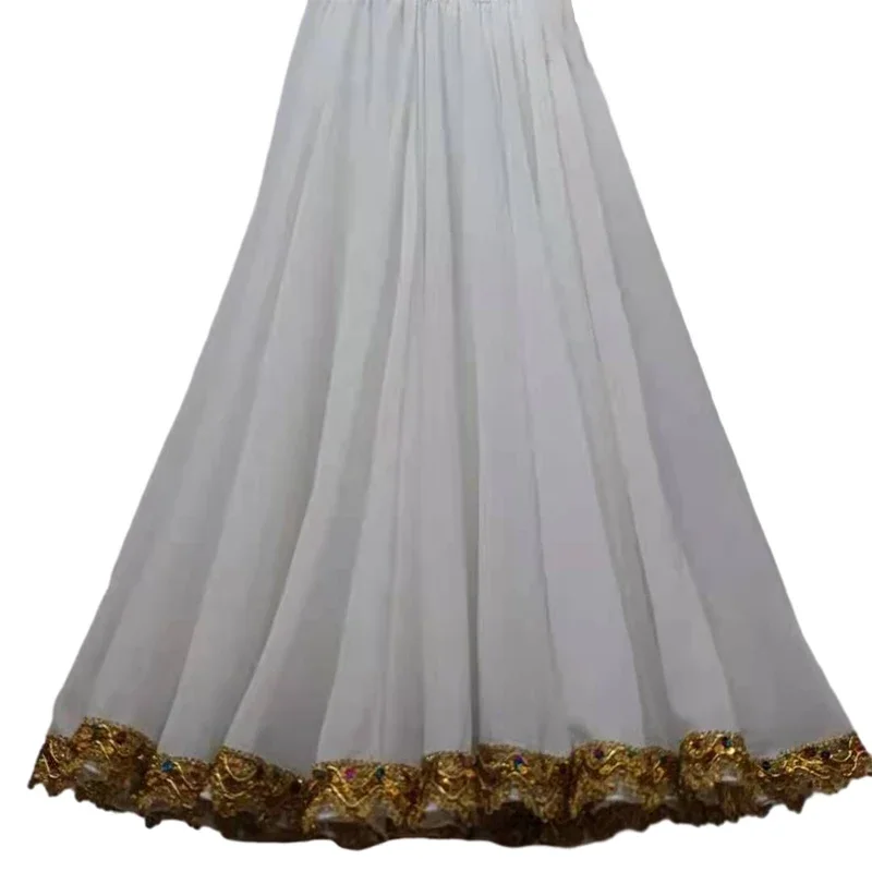 Damen-Tanzrock, 720-Grad-Design, einfarbig, für spanische Flamenco-Tänze, mit großem Schwung, hoher Taille, langer Rock, Kostüm für mexikanische Tänzerinnen. – Detail 19