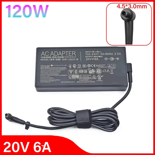 20V 6A 120W 4,5X3,0mm ADP-120CH B adaptador de CA cargador de ordenador portátil para Asus UX564EH UX564EI UX564PH M6500QB M6500QH M6500QE M6500QC