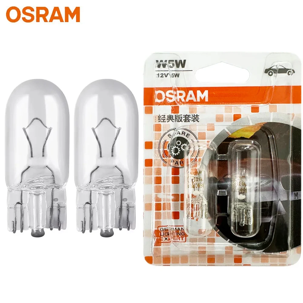 OSRAM Original W5W W2.1x9.5d Car Turn Signal Light Interior Bulbs OEM Halogen Light Stop Lamps 12V 5W T10 2825, Pair