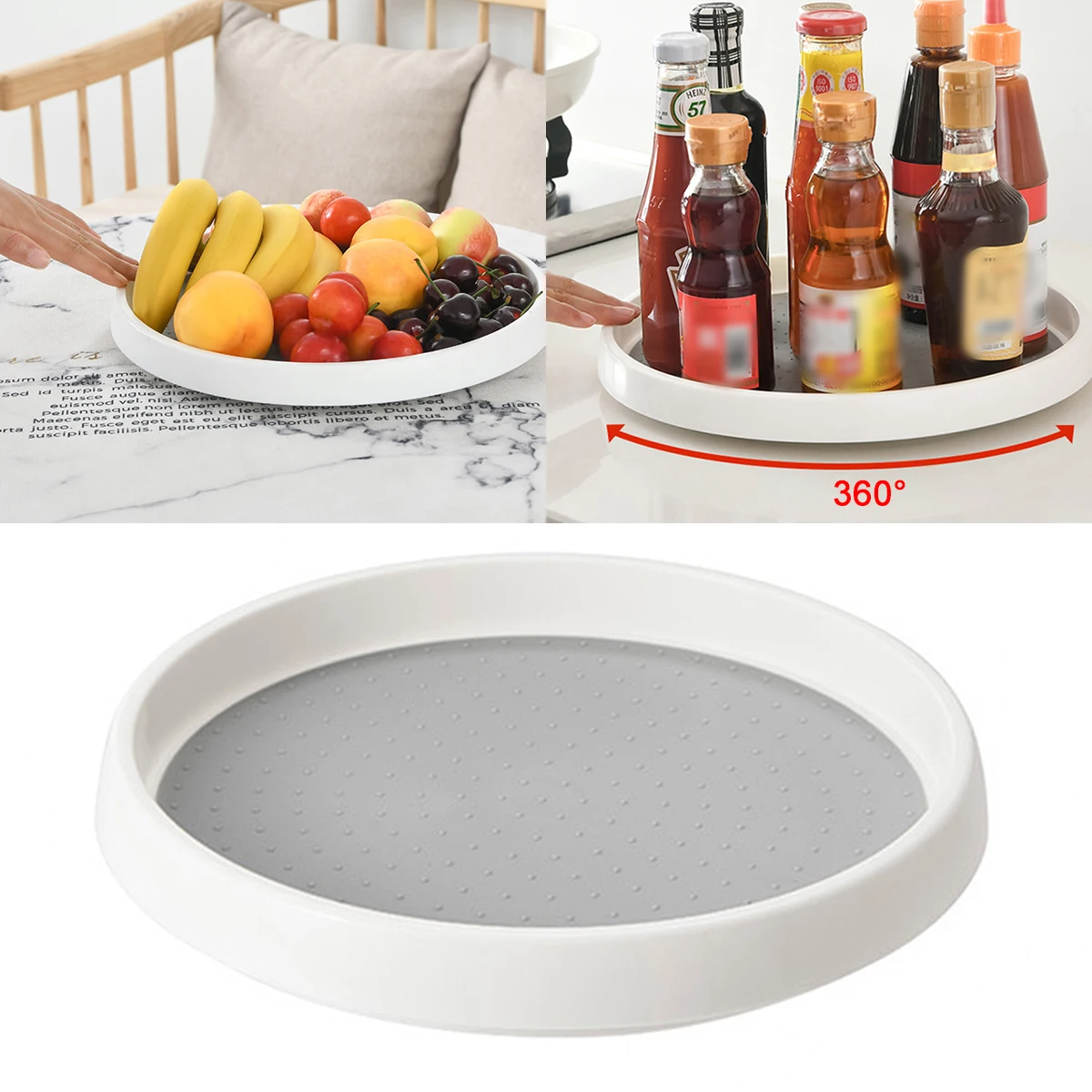 

2024 New Round Organising Tray 360 Rotatable Anti Sliding Storage Accessories Organizer Rack