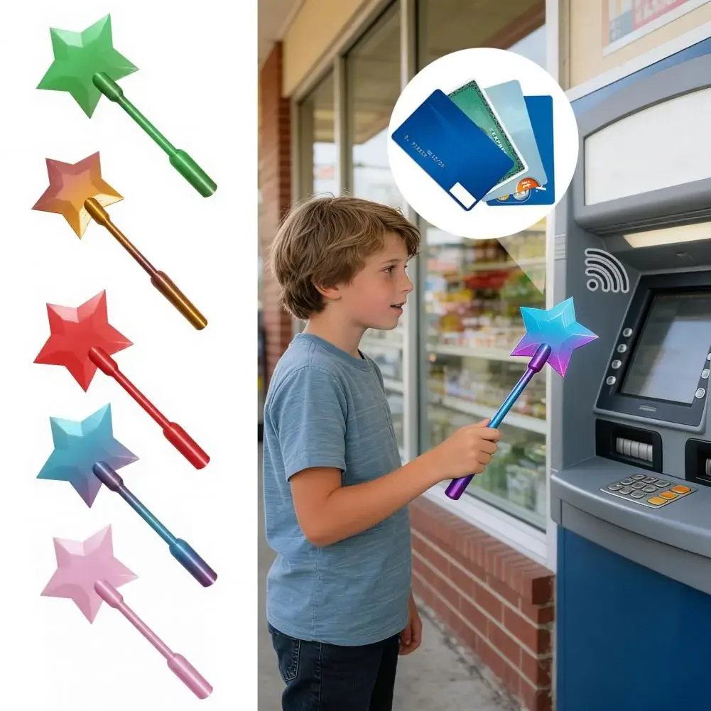 

Держатель для карт Star Wand с 3D-печатью, бесконтактный держатель для кредитных карт, забавная волшебная палочка для оплаты, подарок для детей и подростков