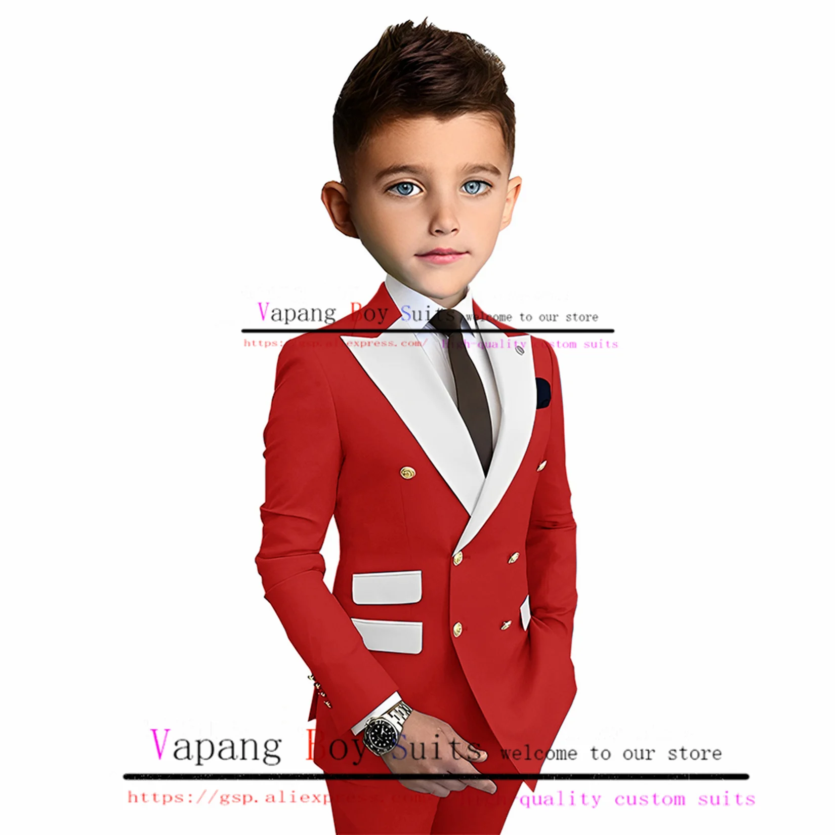 

Suit for Boys Double Breasted Jacket Pants 2 Piece Set Wedding Tuxedo Fashion Formal Kids Blazers Casual Clothes