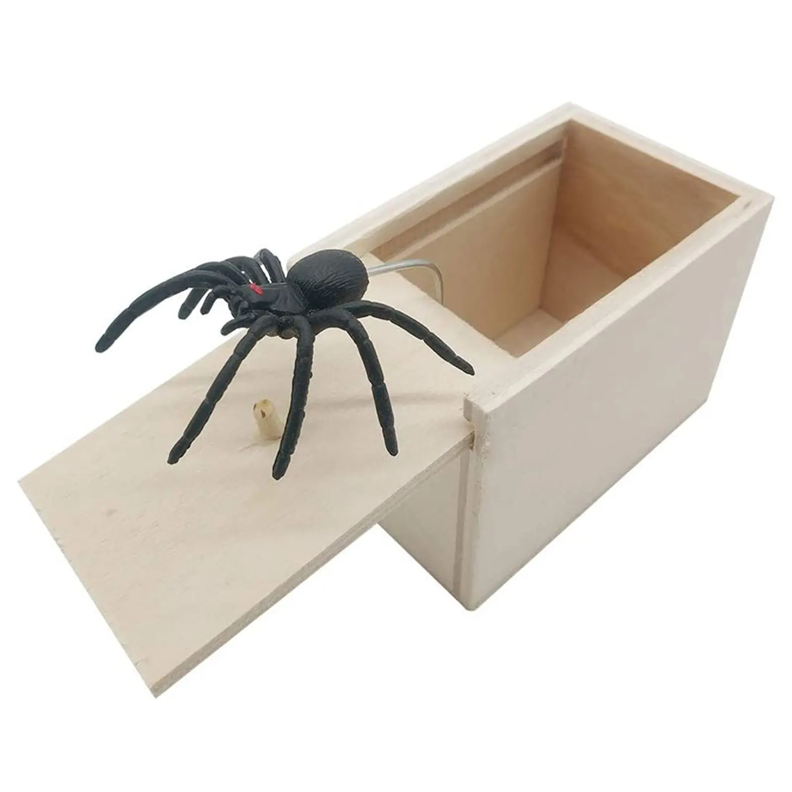 

Wooden Surprise Prank Box Rubber Spider Hidden In Case Scarebox Interesting Play Trick Joke Toys April Fool's Day Funny Gift