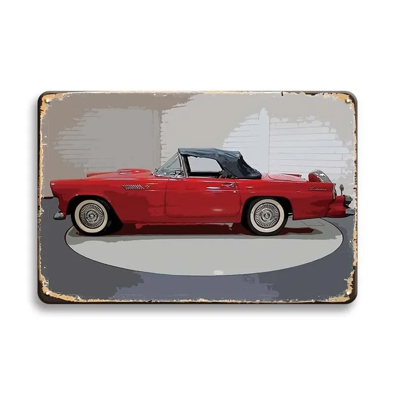 Racing Car Posters Wall Art Stickers - Vintage Vehicle Metal Tin Sign Plaque Retro Tin Painting Home Decor for Garage and Bar