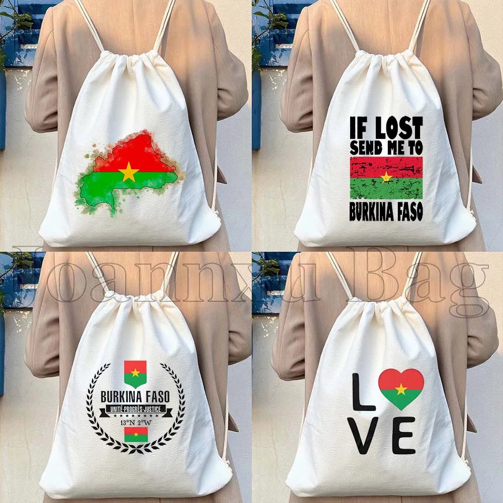 

Burkina Faso Flag Map Cute Canvas Drawstring Bags Soccer Backpack Gym Sackpack Gift String Bag for Exercising Hiking Sports Yoga