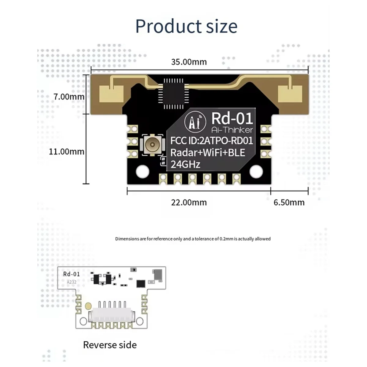 T88C 24G Radar + WiFi + BLE Sensor Module/Presence Mini Motion Human Body Induction Switch Outdoor Mobile Rd-01