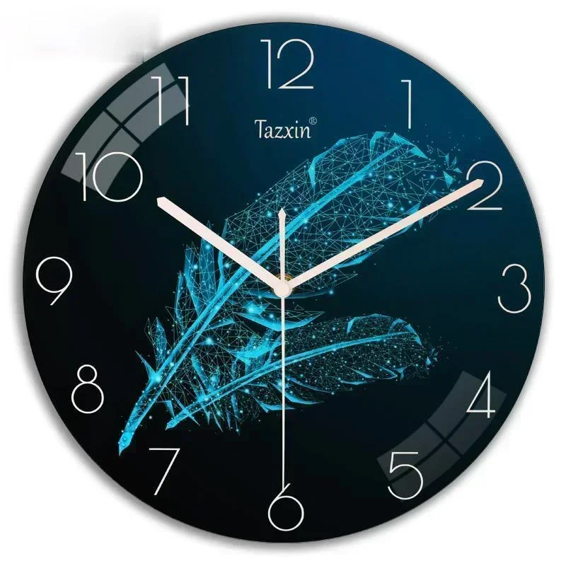 Simple and stylish wall clock living room bedroom Nordic creative home fashion glass free punch light luxury mute clock