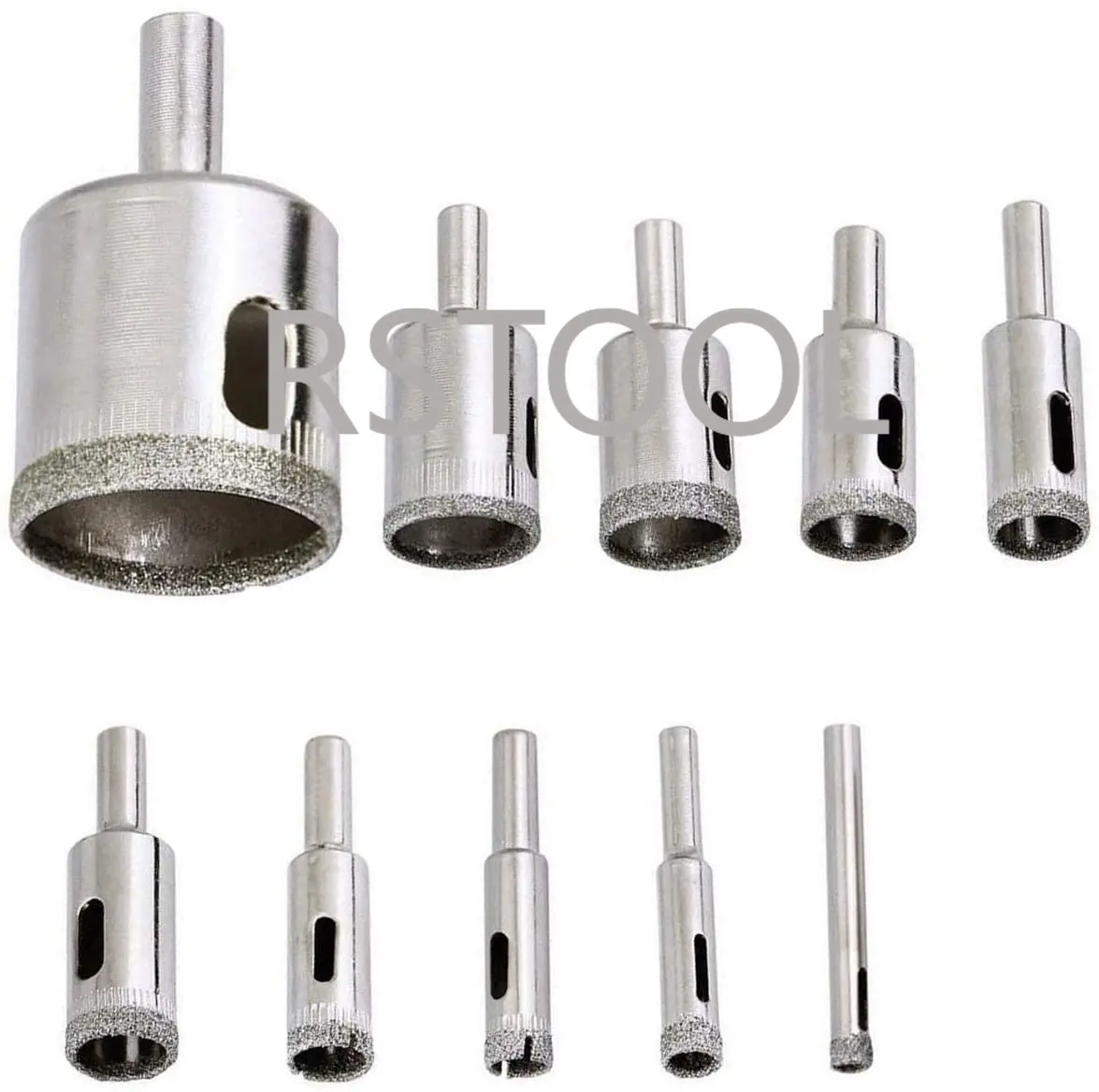 10pcs Diamond Coated Hss Drill Bit Set Tile Marble Glass Ceramic Hole Saw Drilling Bits For Power Tools 6mm-30mm