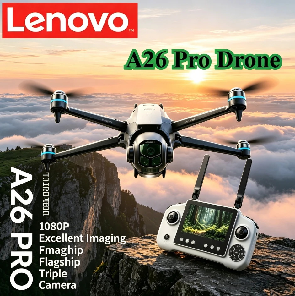 

Дрон Lenovo A26 Pro 4K HD с тройной камерой 8K, FPV, бесщеточным двигателем, обходом препятствий, складной, профессиональный квадрокоптер для аэрофотосъемки