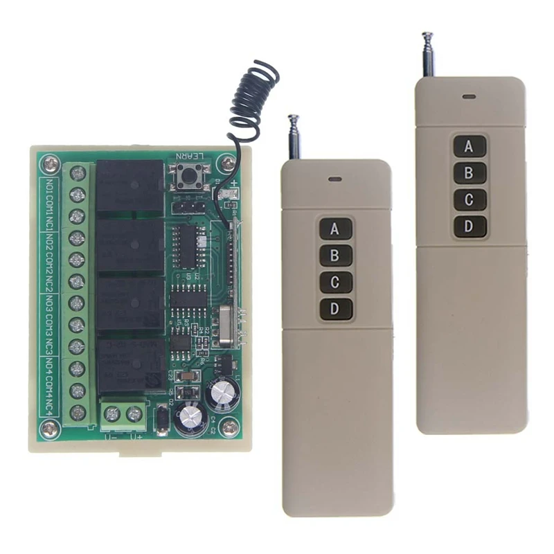 High-Power Transmitter Receiver DC12V 4CH RF Wireless Remote Control Car Lights, Door Switches, Monitoring Equipment Power Off