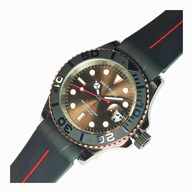 ساعة كوارتز Mingshi Yacht Jinggong لحركة 2315 مقاومة للماء وقوية ومضيئة للرجال شريط سطحي أزرق رياضي خارجي