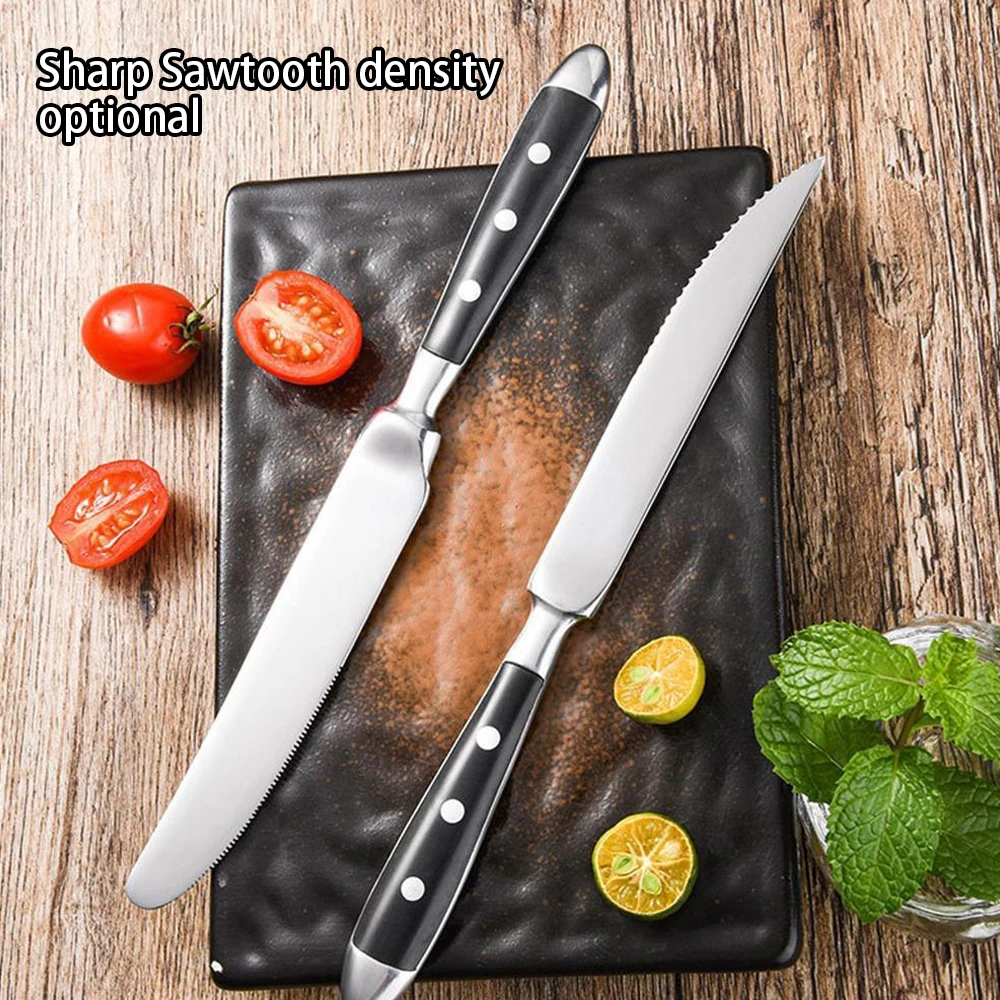 Knife And Fork Rounded Mirror Light Process Wear Resistance Preferred Steel V-shaped Cutting Edge Steak Tableware Sharp Durable