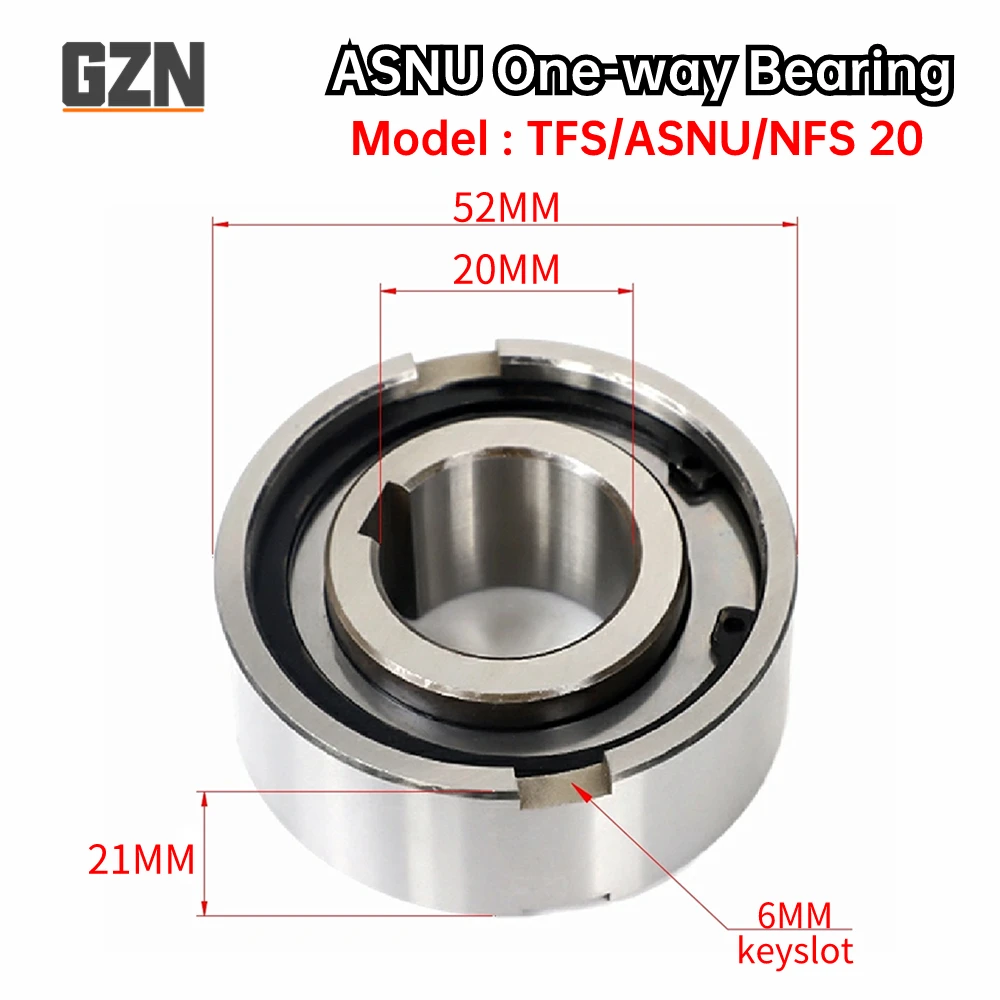 Universal Clutch Check Rolamento com Keyway Asnu20 Nfs20 Tfs20 20x52x21 mm 1pc