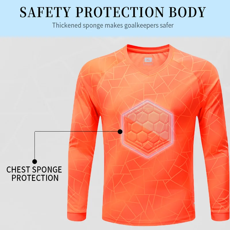 2023 Men\'s Adult Soccer Goalkeeper Uniform Protective Sponge long Sleeve Training Football Goalkeeper Soccer Jersey Top and Pant