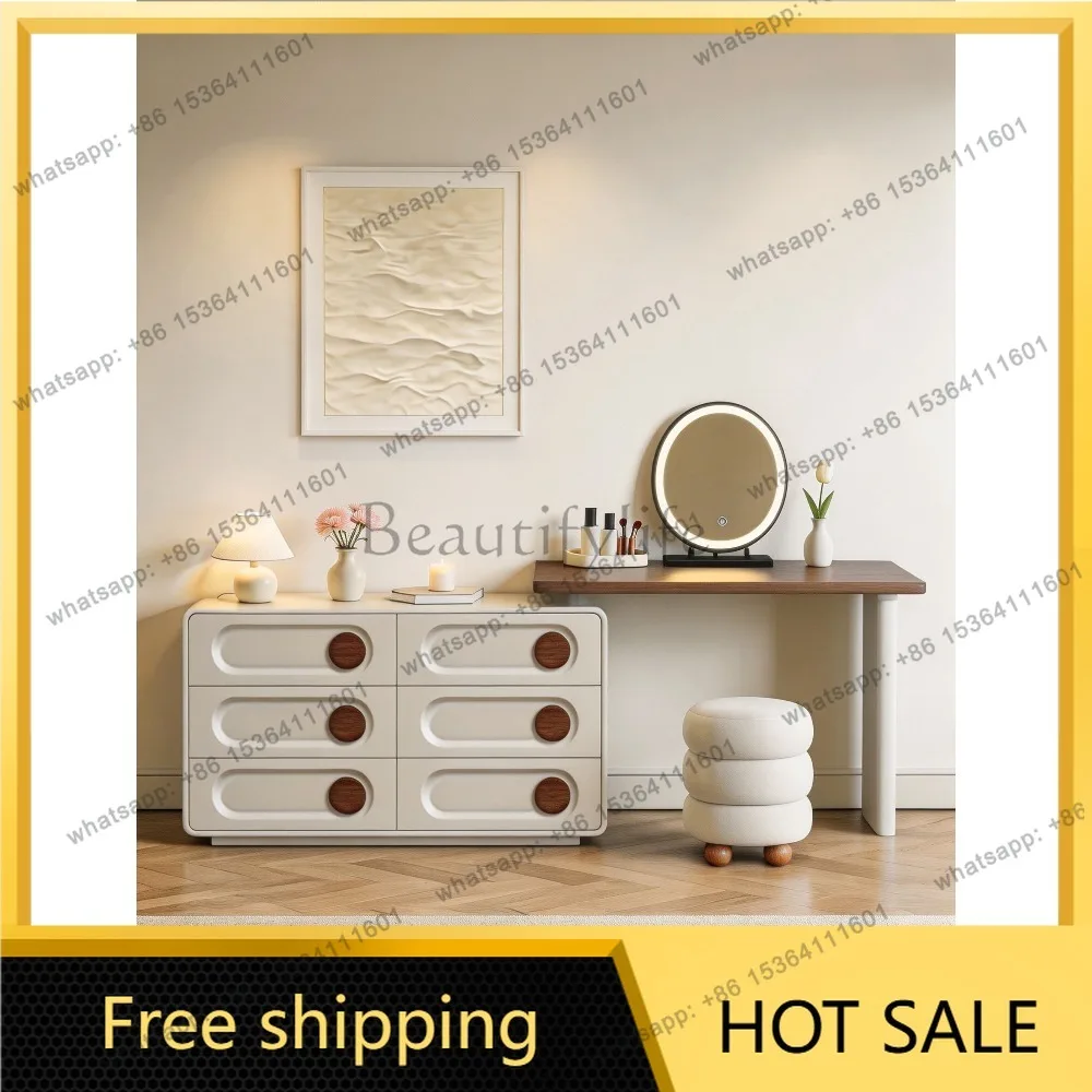 FG2026 new French cream retro dresser chest cabinet integrated modern simple solid wood medium antique locker