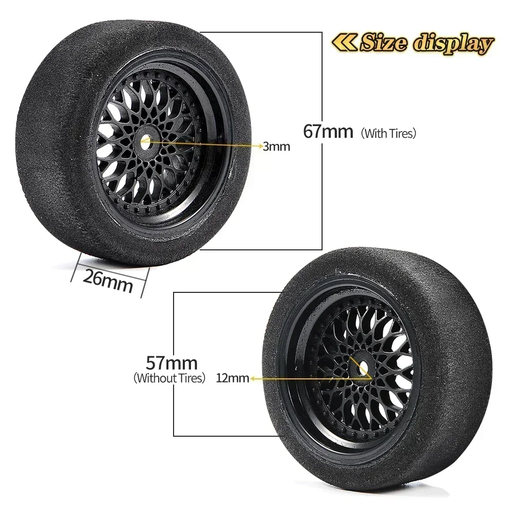 4pcs/2pcs wltoys 144001 124019 124017 A959 parts on road foam tyres 62MM wheel fit 12MM hex for 1/16 1/14 1/12 RC cars view 4