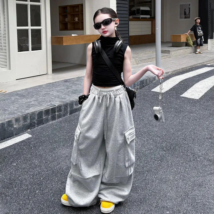 Girls' American Jazz Dance Costume 2026 Summer New Mid to Large Children's Tank Top Work Pants Summer clothing