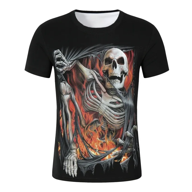 

New Motorcycle Riding Top, Skull Print, Harley Style Cool Riding T-shirt, Scooter Uphill and Downhill Quick Drying