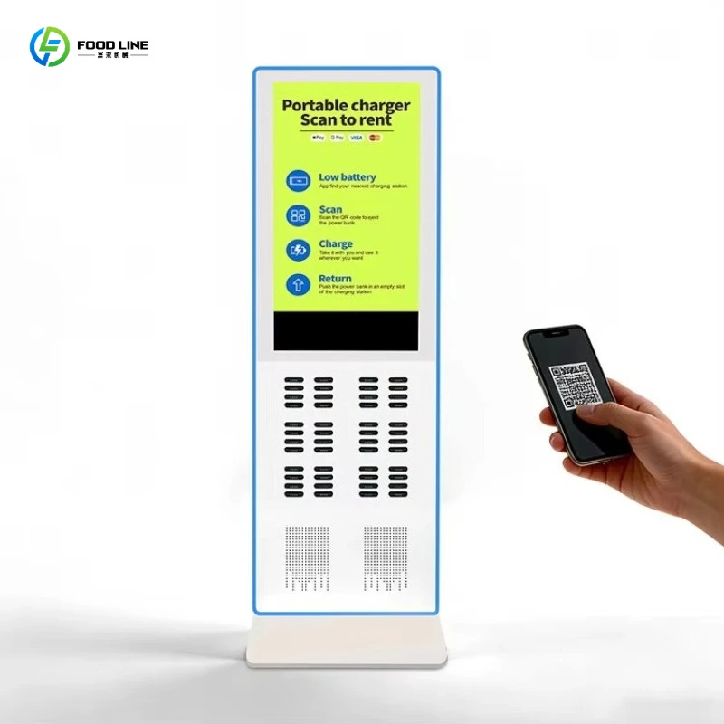Commercial 48 Slot Stackable 15W Li-Polymer Battery Power Bank Renting Station Shared Cell Phone Charging Kiosk