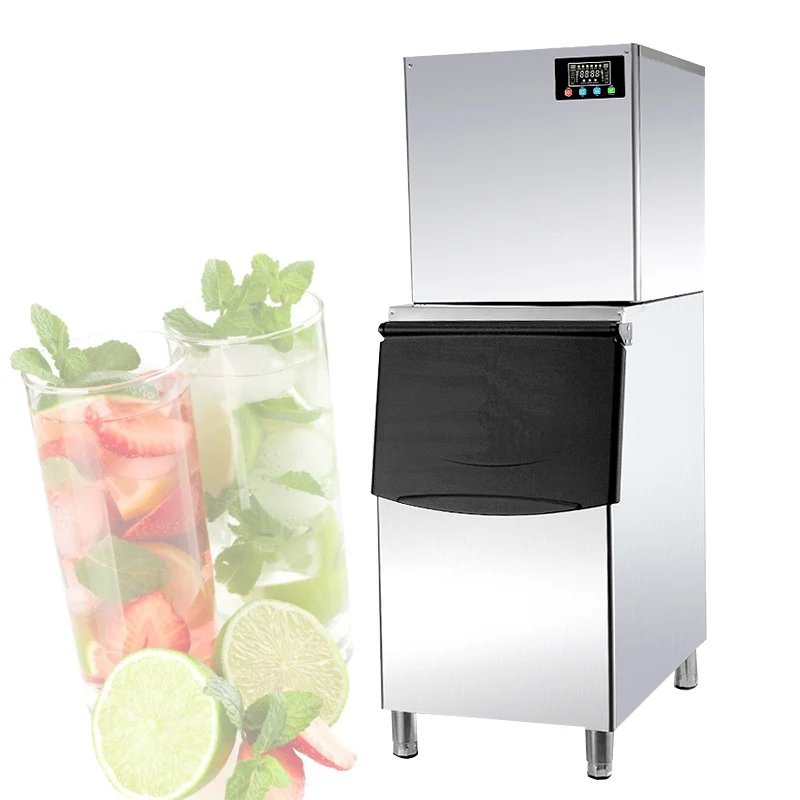 Máquina de hielo comercial, tienda de té de la leche multifuncional, grande, 300 libras, 500 kilogramas, gran capacidad, fabricación automática de cubitos de hielo cuadrados