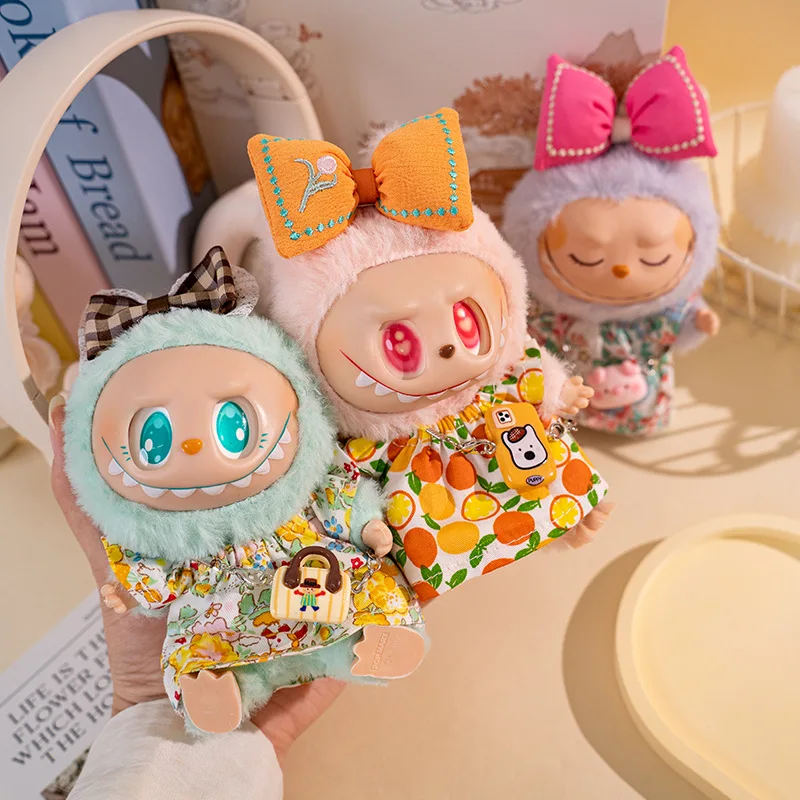 

(no doll)For 17cm Labubu Doll's Clothes Cotton Doll Vacation Style Skirt for 1-3 Gen Labubu 17cm Mini Doll Cute Plush Doll Costu
