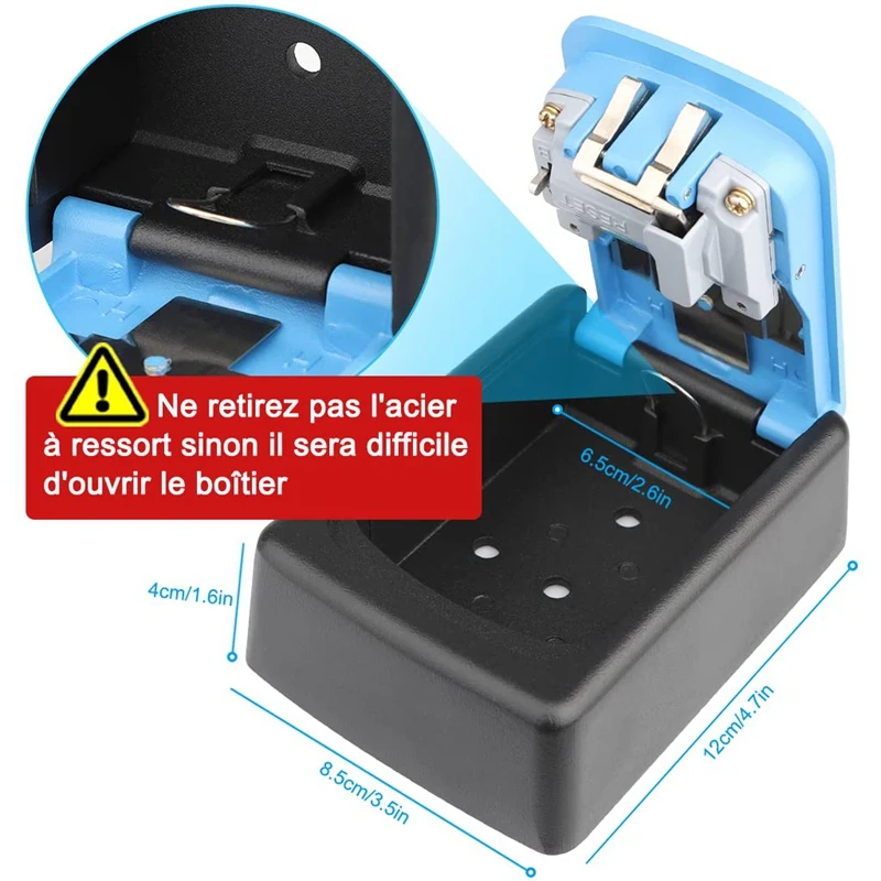 Coffre-fort à clés étanche pour l'extérieur, coffre-fort de stockage avec code à 4 chiffres, pour la maison, le garage et l'école