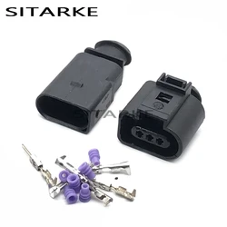 10 Sets 3 Pin 1.5mm Waterproof Cable Connector Male Female Camshaft Cam Sensor Pigtail Plug For VW Audi 1J0973703 1J0973803