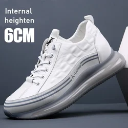 Men Shoes Air Cushion Leather Sneakers Man soft soled Internal heighten non-slip shockproof Jogging Footwear Faux Crocodile Skin