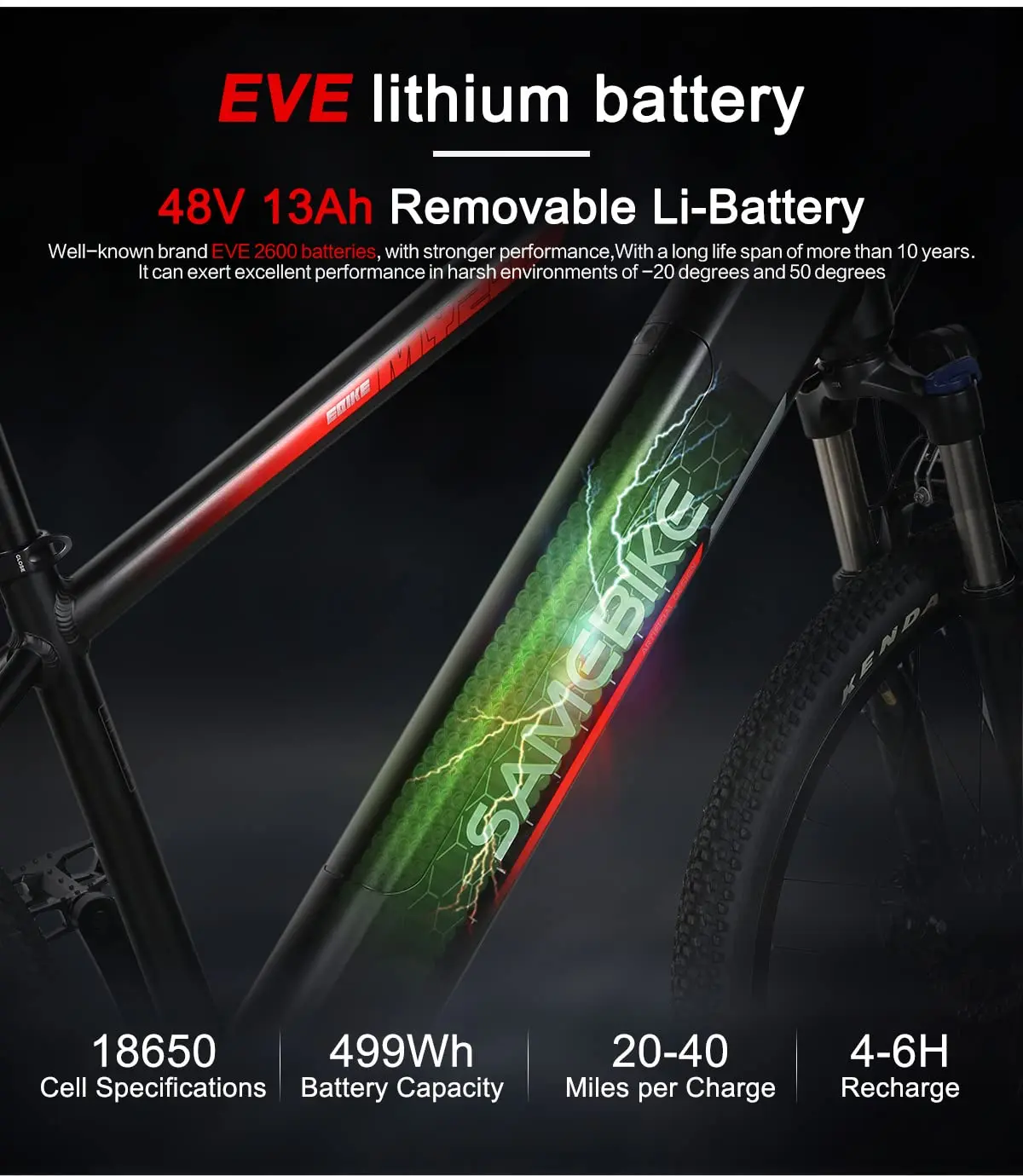 CommPiedmont-Vélo électrique pour adultes, écran d'affichage, batterie perfective 13AH, 60 Beauté, VTT électrique, 500W, 24mph, 48V