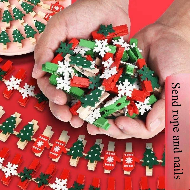 

Home Decor Christmas Wooden Clip Storage Note Holder