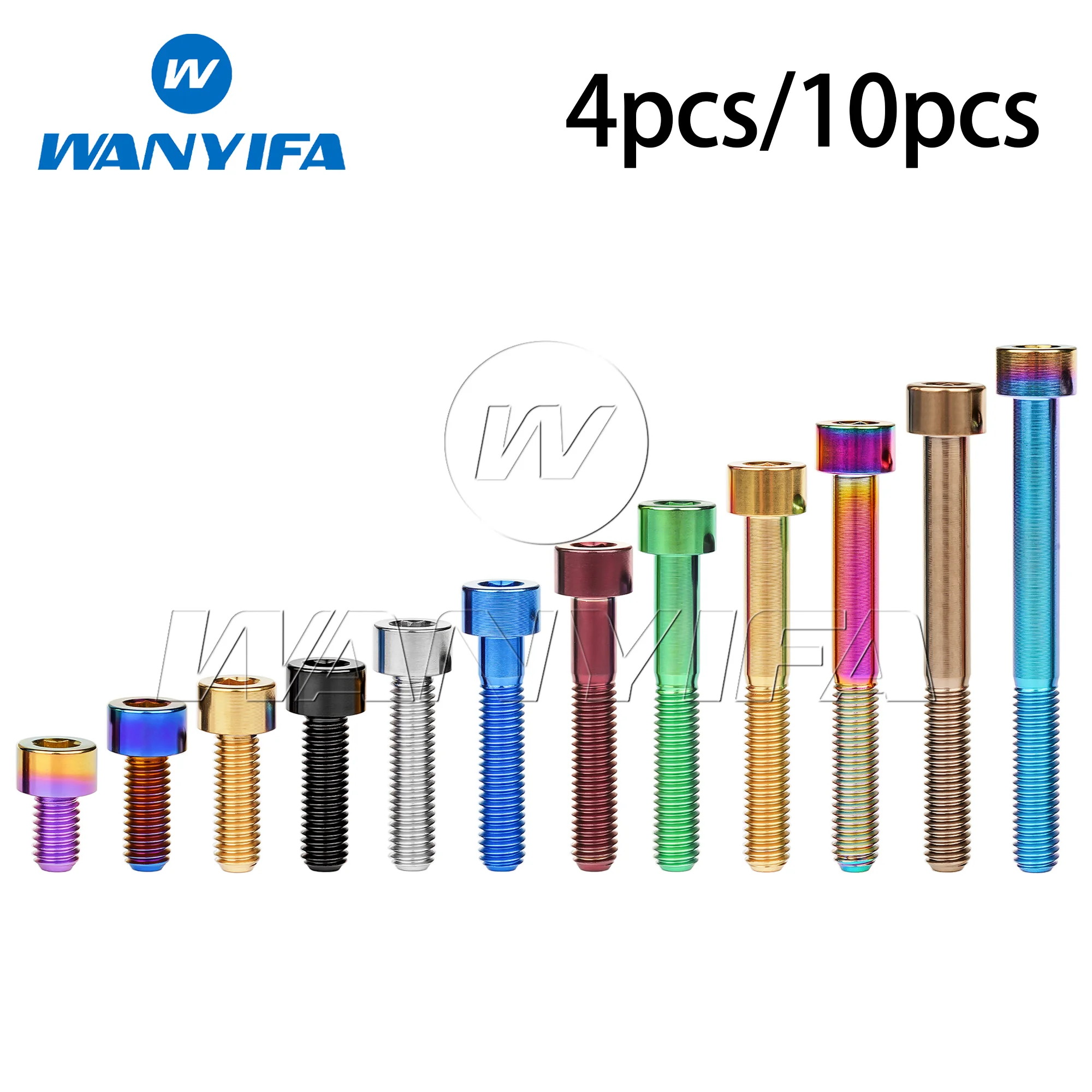 Wanyifa M5 Titanium Bolt 10 12 16 18 20 23 25 30 35 40 45 50 55 60mm Hex Head Screws for Bicycle Seatpost Brake 4/10pcs