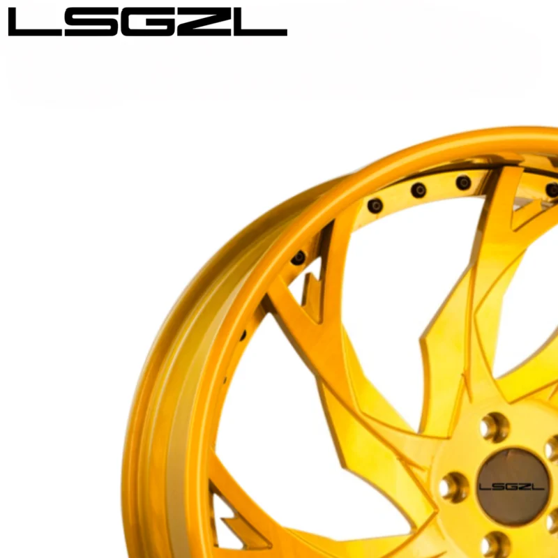 LSGZL Custom 2 Piece 3 Piece Forged Wheels 22 24 26 28 30Inch 6x139.7 Gold Truck Wheel for chevy C10 Cutlass Impala Monte Carlo