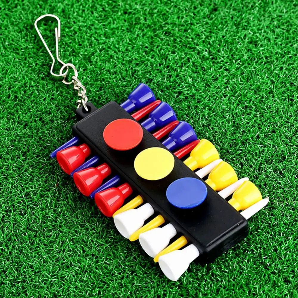 Portable Golf Accessory 1Set Plastic Tee Holder Carrier Keychain 3 Ball Markers Mini Keyring Clip Bag Sport Gift For Players
