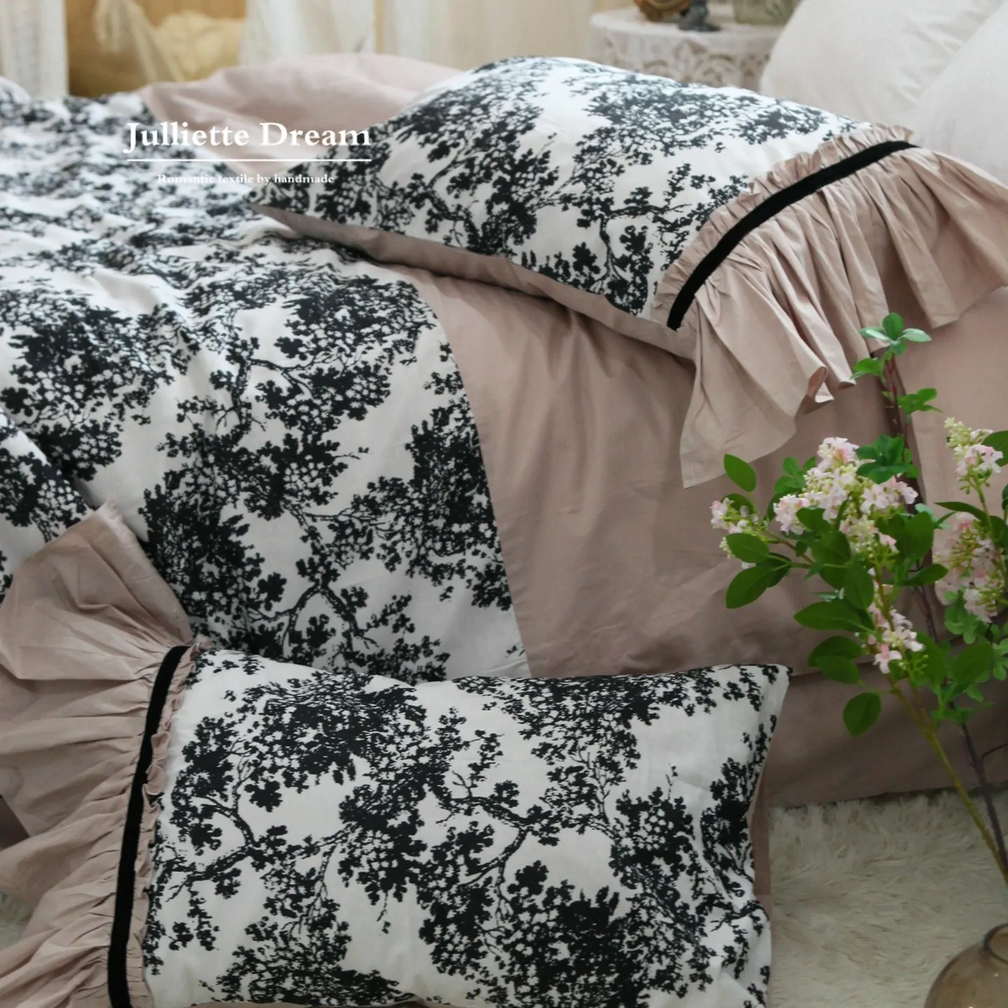 Christy French Style Princess Ruffle Skirt Bedding Set Pure Cotton Duvet Cover Vintage Hot Trend Aesthetic Decorative Bed Linen
