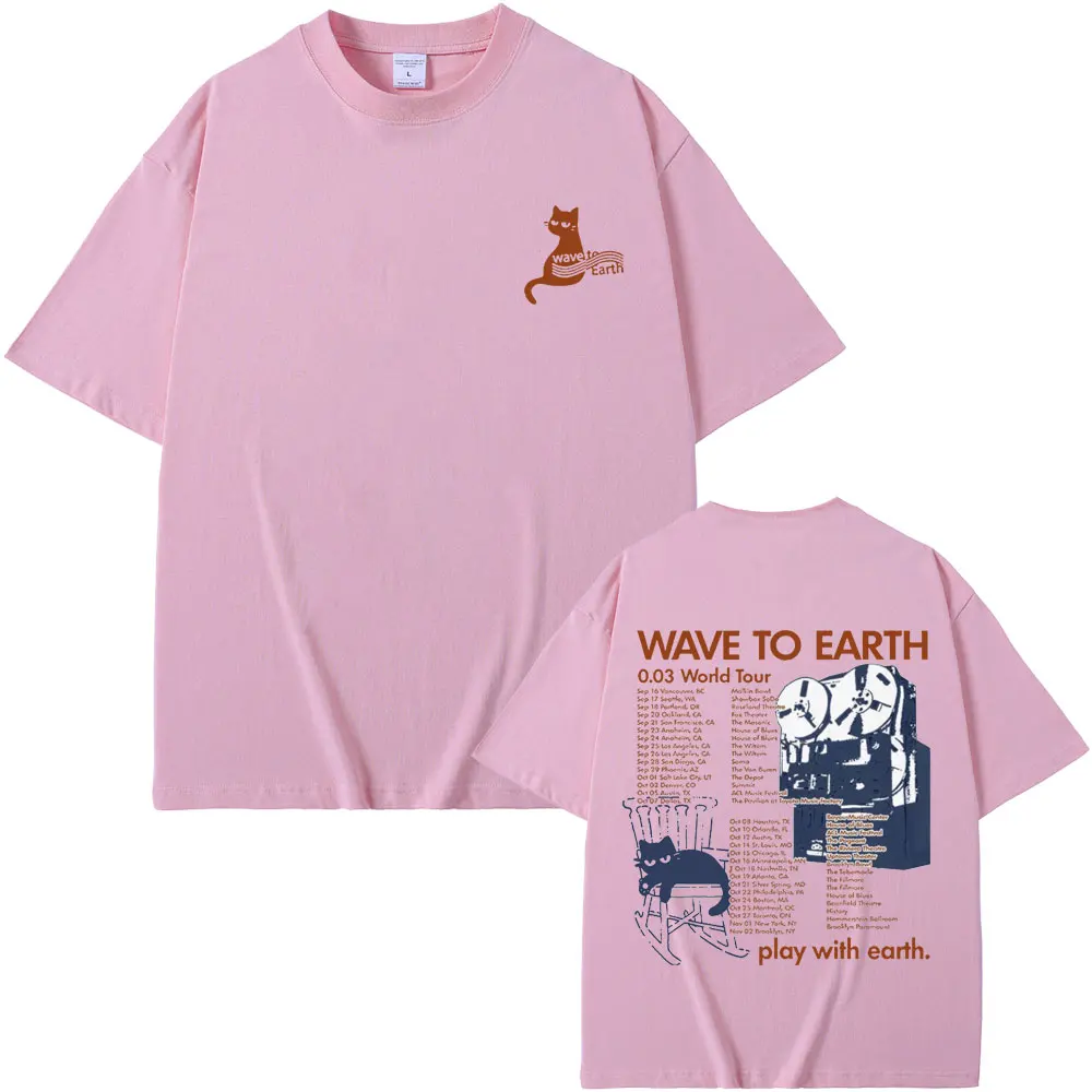 Camiseta de Wave To Earth Cat para hombres y mujeres, camisa de la
