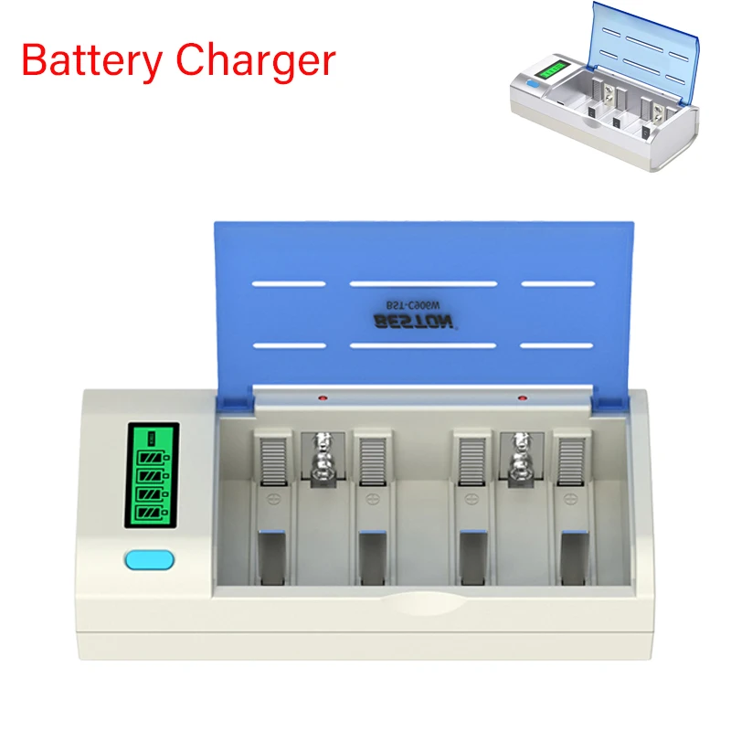 For 1.2v Ni-MH NI-CD AA/AAA/C/D/9V Size Batteries US/EU Plugs New Rechargeable LCD Display Smart Screen Battery Charger