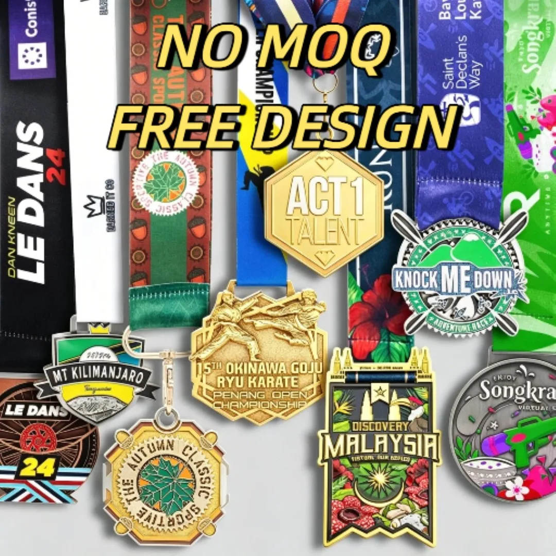 Custom Sports Medals Soft Enamel Marathon Running Triathlon Finisher Medals No MOQ Free Design Personalized Logo Custom Medals